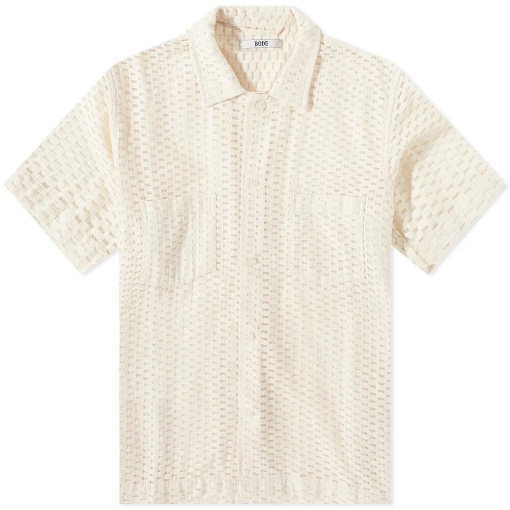 BODE — Sheer Brick Lace Short Sleeve Shirt Button Front — Size XS/Small NEW NWT!